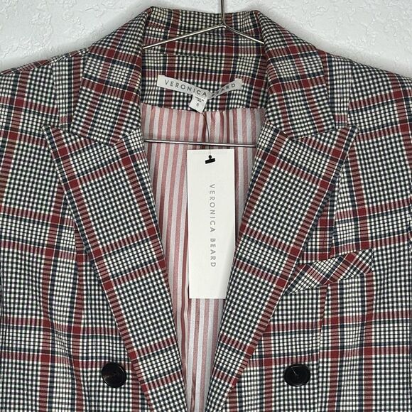NWT VERONICA BEARD Caldwell Dickey Jacket Size 6 Red/Gray - Picture 4 of 16